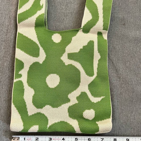 Mini Knot Wrist Bag wristlet knitted green flower tote NEW - Picture 4 of 7